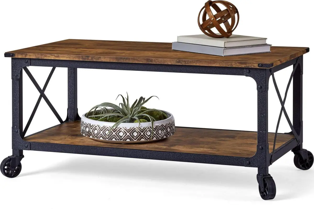 Better Homes and Gardens Rustic Country Coffee Table, Weathered Pine Finish - Image 5