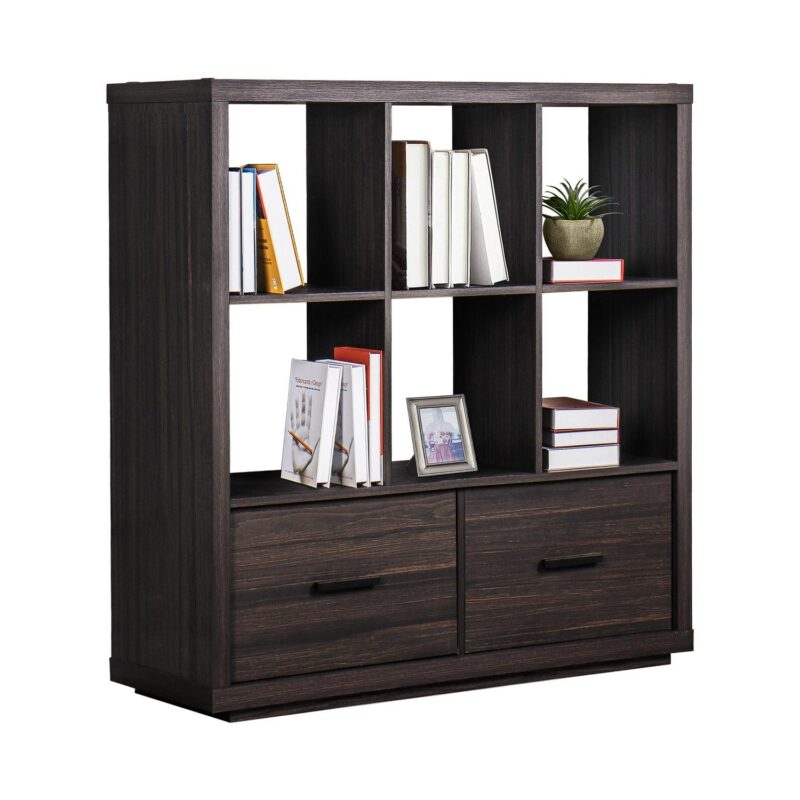 Better Homes and Gardens Steele 6 Cube Storage Bookcase Organizer with Drawers, Tobacco Oak Finish - Image 6