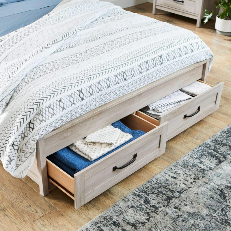 Better Homes and Gardens Modern Farmhouse Queen Platform Bed, Rustic White Finish - Image 2