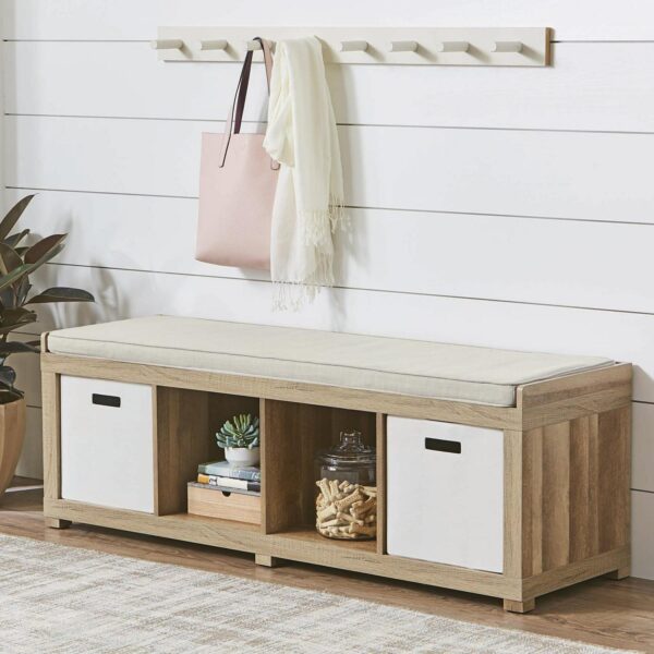 Better Homes and Gardens 4-Cube Shoe Storage 58.39  Bench, Weathered