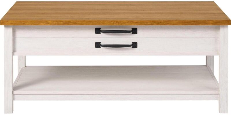 Better Homes and Gardens Modern Farmhouse Coffee Table, Alabaster and Light Honey Finish - Image 2