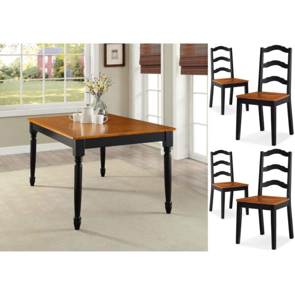 Better Homes and Gardens Autumn Lane 5-piece Dining Set, Black and Oak