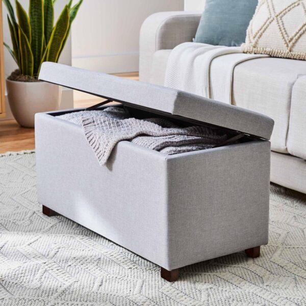 Better Homes and Gardens 30  Hinged Storage Ottoman, Gray