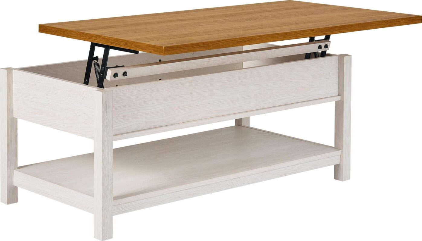 Better Homes and Gardens Modern Farmhouse Coffee Table, Alabaster and Light Honey Finish - Image 6
