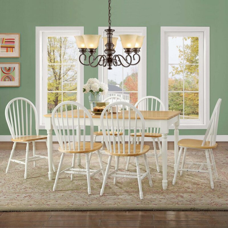 Better Homes and Gardens Autumn Lane Farmhouse Dining Table, White and Natural (Table only) - Image 6