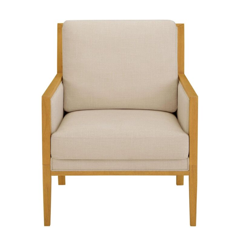 Better Homes and Gardens Windsor Linen Armchair, Light Honey Wood - Image 8