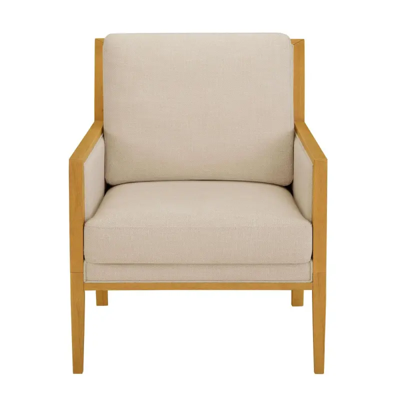 Better Homes and Gardens Windsor Linen Armchair, Light Honey Wood - Image 8