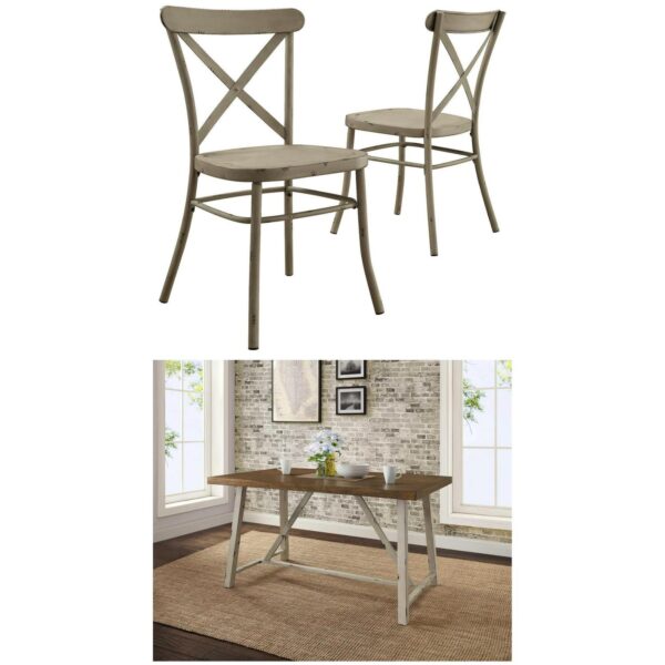 Better Homes and Gardens Collins 5-Piece Dining Set, Vintage White Metal Chair