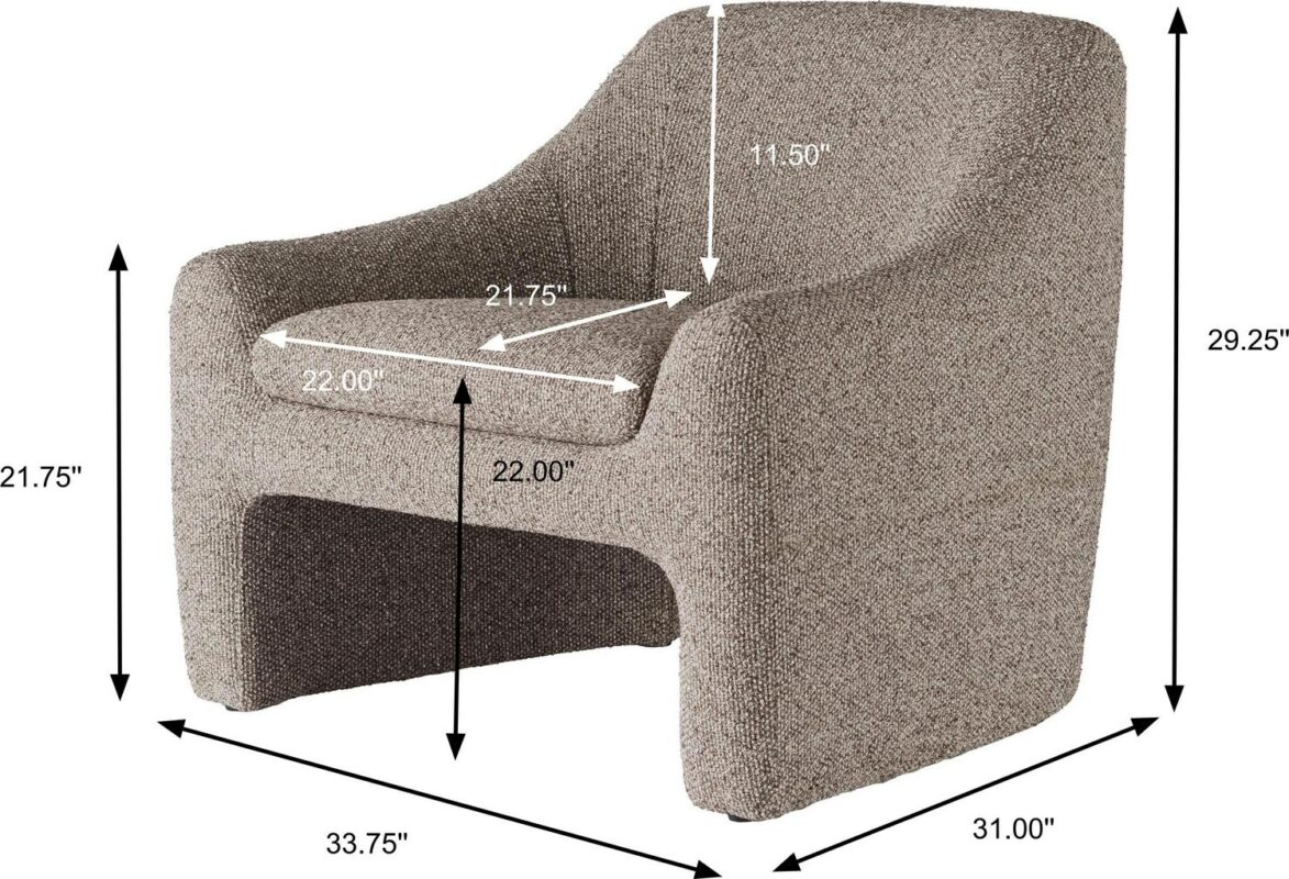Better Homes and Gardens Emerson Curvy Accent Chair, Truffle Brown Boucle - Image 3