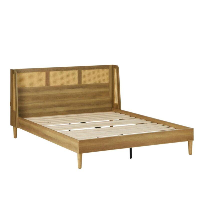 Better Homes and Gardens Springwood Caning King Platform Bed With Headboard, Light Honey Finish - Image 3