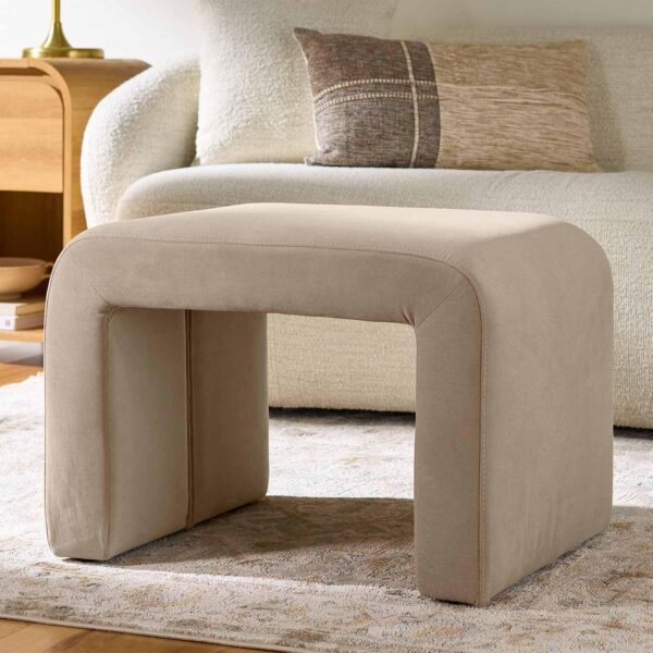 Better Homes and Gardens Juliet Velvet Waterfall Ottoman, Beige