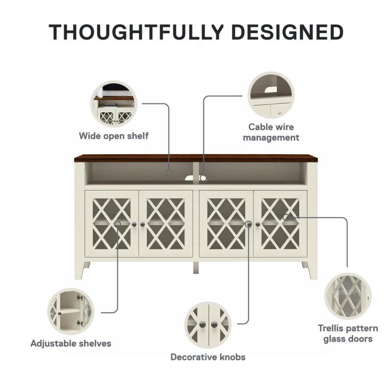 Better Homes and Gardens Trellis TV Stand for TVs up to 65 , Ivory/Walnut - Image 13