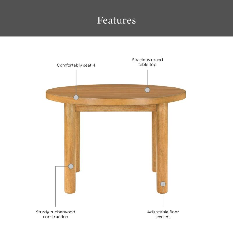 Better Homes and Gardens Adlin 39.125  Round Dining Table, Light Honey - Image 2