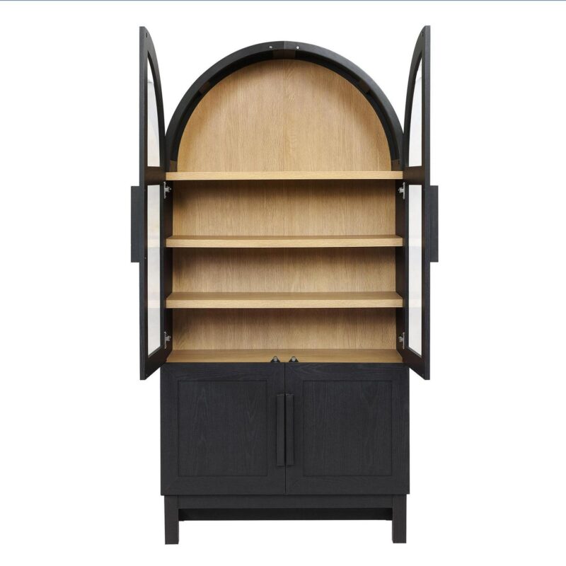 Better Homes and Gardens Juliet Kitchen Rounded Solid Wood Frame Arc Cabinet, Black Finish - Image 7
