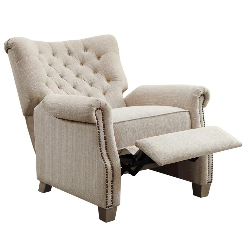 Better Homes and Gardens Tufted Push Back Recliner, Beige Fabric Upholstery - Image 2