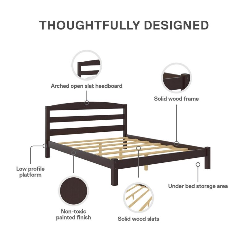 Better Homes and Gardens Leighton Solid Wood Platform Bed Frame, Full, Espresso - Image 17