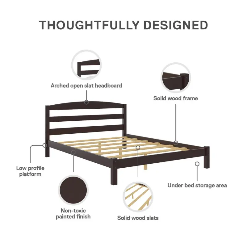 Better Homes and Gardens Leighton Solid Wood Platform Bed Frame, Full, Espresso - Image 17