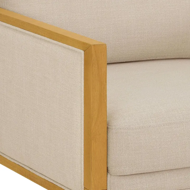 Better Homes and Gardens Windsor Linen Armchair, Light Honey Wood - Image 5