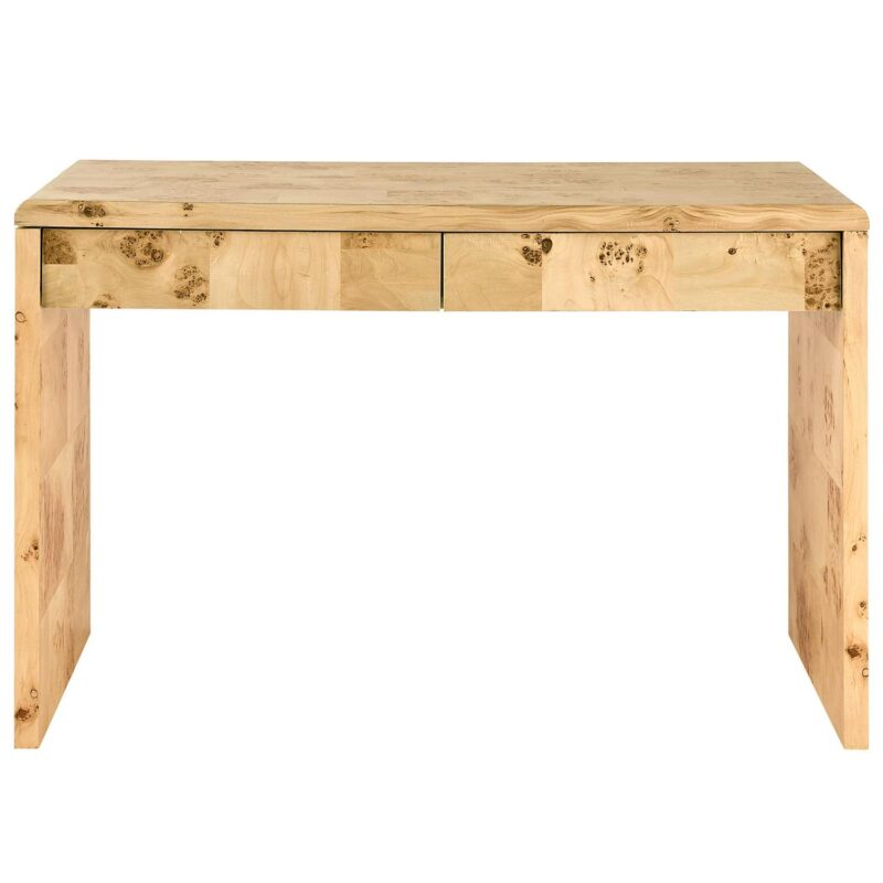 Better Homes and Gardens Burlwood Writing Desk with Two Drawers, Light Burl Wood Veneer - Image 5