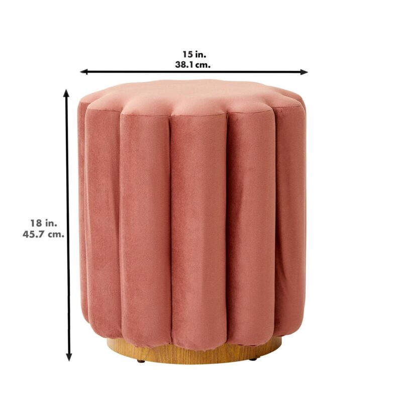 Better Homes and Gardens Lillian Velvet Tufted Ottoman, Rose - Image 4