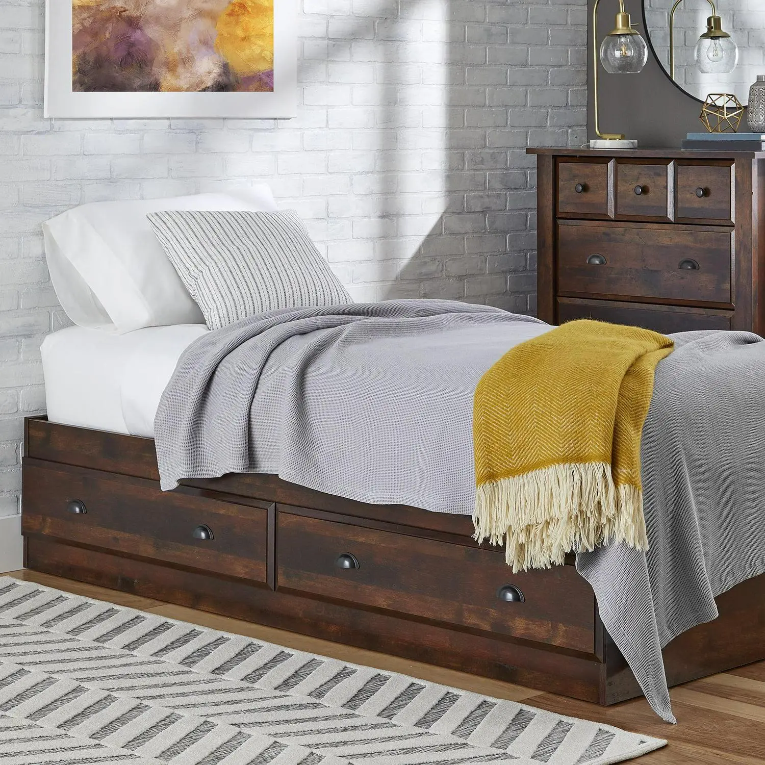Better Homes and Gardens Leighton Mates Kid's Storage Bed, Twin, Rustic Cherry 4 Better Homes and Gardens Leighton Mates Kid's Storage Bed, Twin, Rustic Cherry - Image 4