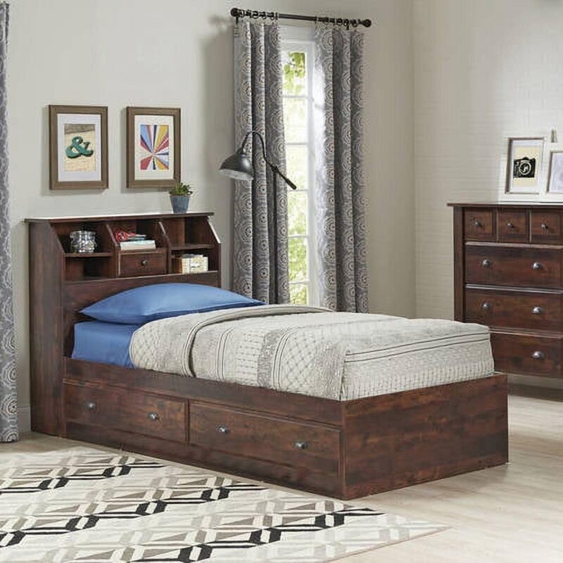 Better Homes and Gardens Leighton Mates Kid's Storage Bed, Twin, Rustic Cherry - Image 2