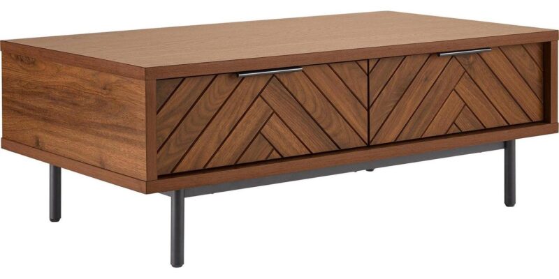 Better Homes and Gardens Wyatt Geo Modern Rectangular Wood Coffee Table with Storage, Walnut Brown - Image 9