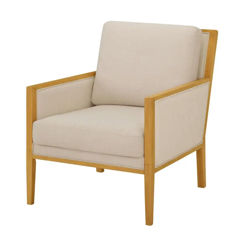 Better Homes and Gardens Windsor Linen Armchair, Light Honey Wood - Image 7