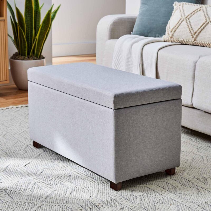 Better Homes and Gardens 30  Hinged Storage Ottoman, Gray - Image 2