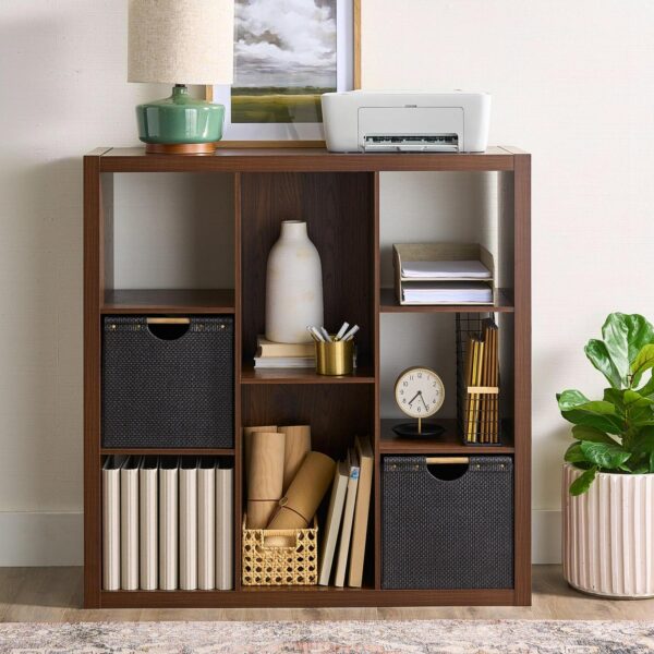 Better Homes and Gardens 6-Cube Organizer with Storage Cubbies, Walnut Finish