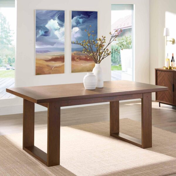 Better Homes and Gardens Ezra Collection 72  Rectangular Double Pedestal Dining Table, Walnut