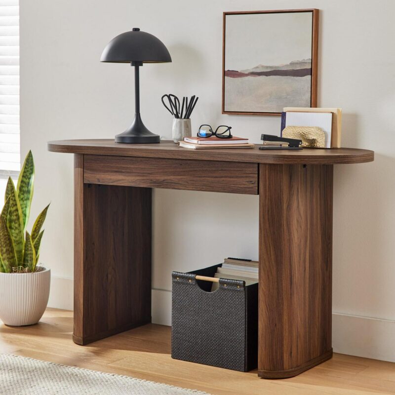 Better Homes and Gardens Juliet Oval Writing Desk, Walnut Finish - Image 9