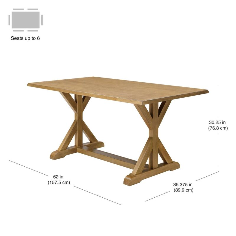 Better Homes and Gardens Modern 62 in Rectangle Solid Wood Dining Table, Light Honey - Image 3