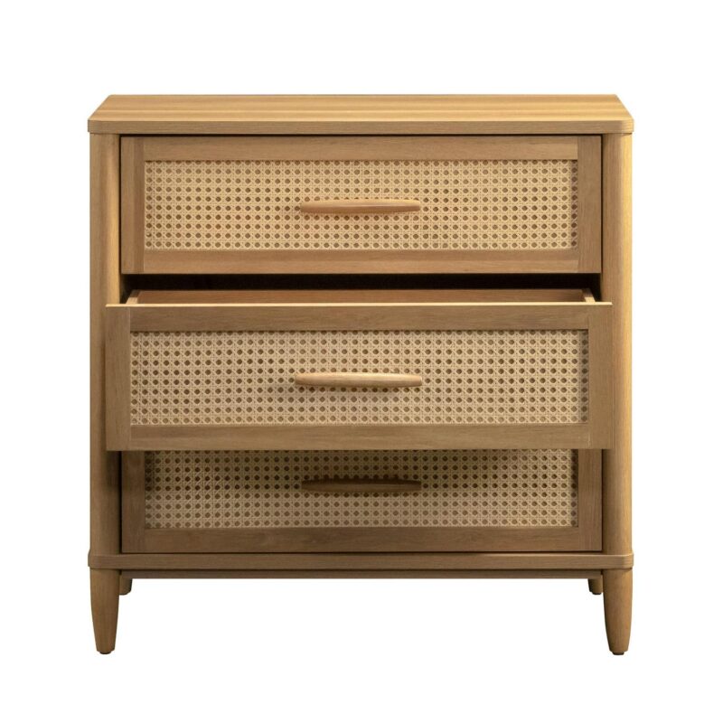 Better Homes and Gardens Springwood Caning 3-Drawer Chest with USB, Light Honey finish - Image 8
