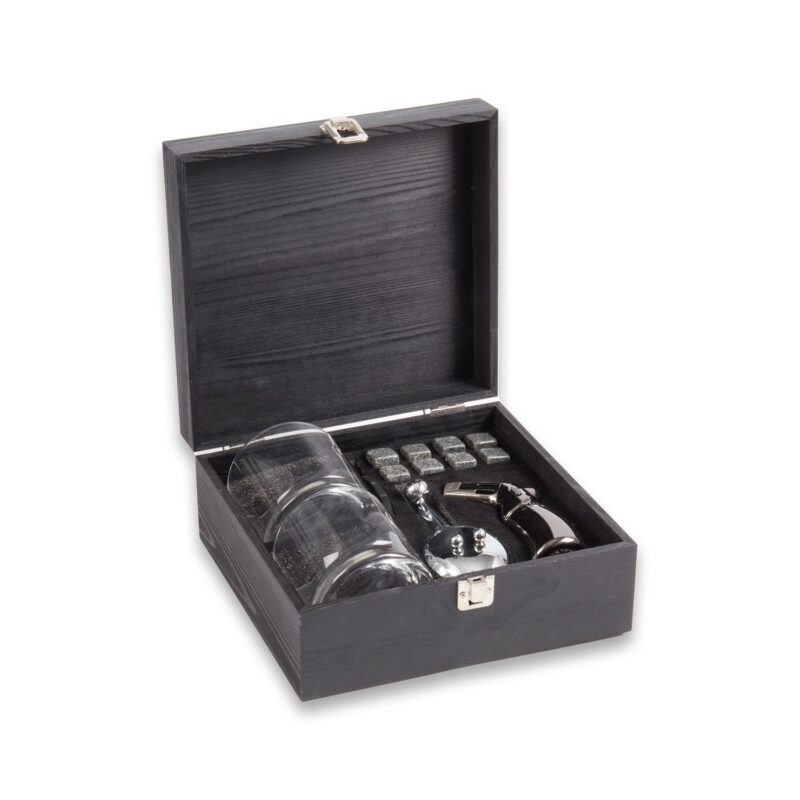 Bey-Berk Boulevardier Set with Two Whiskey Glasses, 12 Whiskey Stones, Cigar Torch, Ashtray and Cutter - Image 4