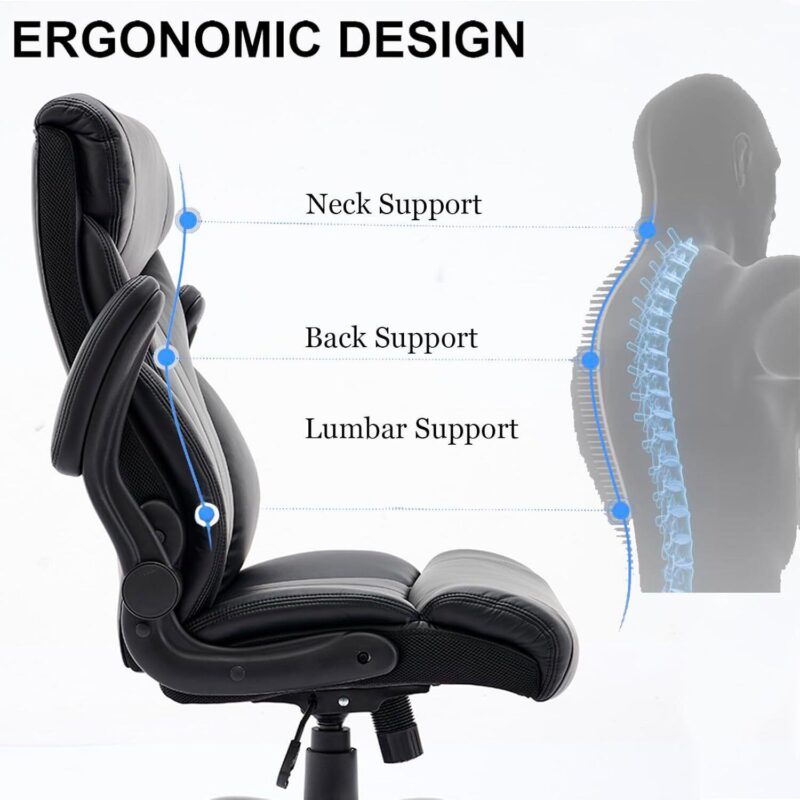Big and Tall Office Chair 500lbs with High Back and Flip-Up Armrests - Image 2