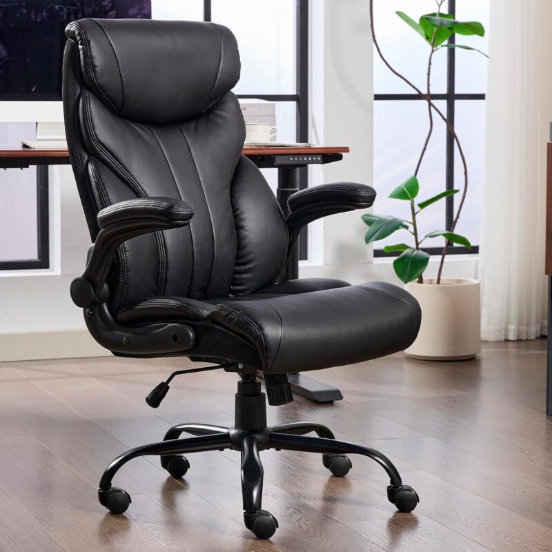 Big and Tall Office Chair 500lbs with High Back and Flip-Up Armrests - Image 5
