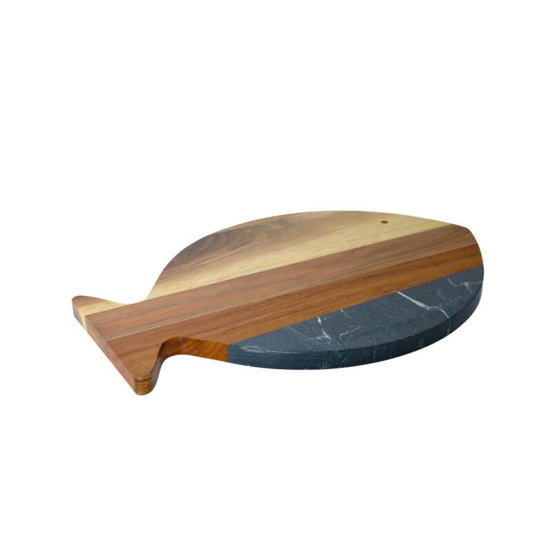 Black Marble And Acacia Wood Fish Board - Image 2