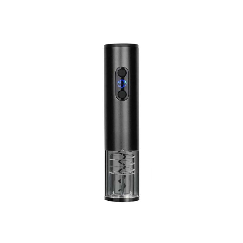 Black Rechargeable Wine Opener With Stainless Steel Corkscrew