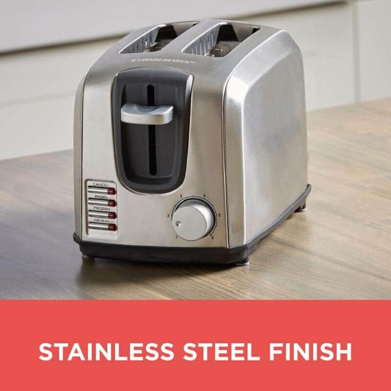 Black and Decker Stainless Steel Extra Wide 2 Slot Toaster in Silver - Image 4