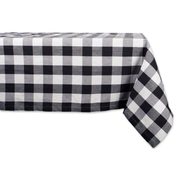 Black and White Buffalo Checkered Designed Rectangular Tablecloth 60  x 104