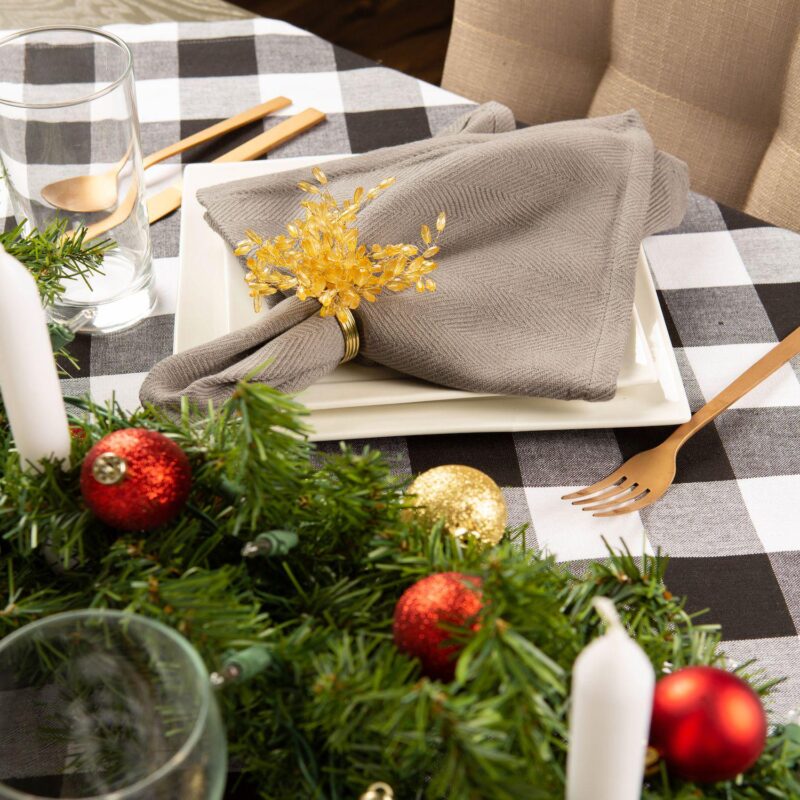 Black and White Buffalo Checkered Designed Rectangular Tablecloth 60  x 120 - Image 2