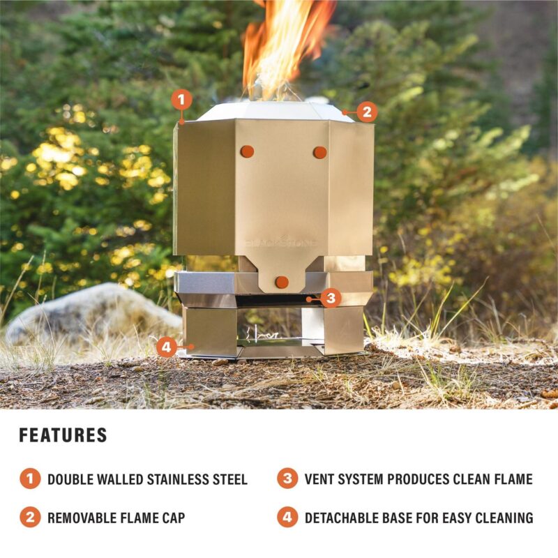 Blackstone Adventure Ready 15a Stainless Steel Smokeless Fire Pit (Model 5913) with Removable Base - Image 3