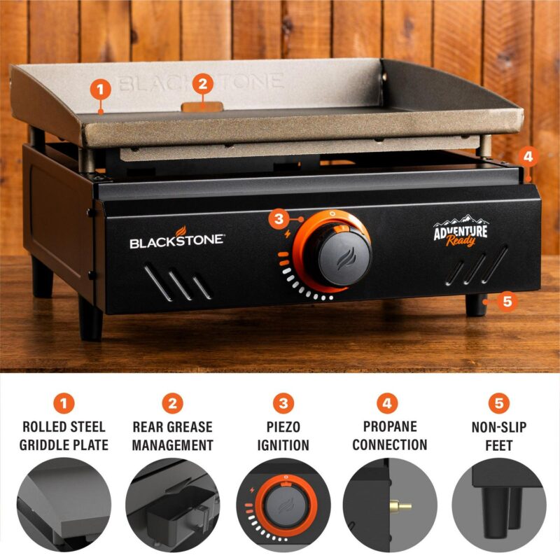 Blackstone Adventure Ready Single Burner 17a Tabletop Griddle with Non Slip Feet - Image 5