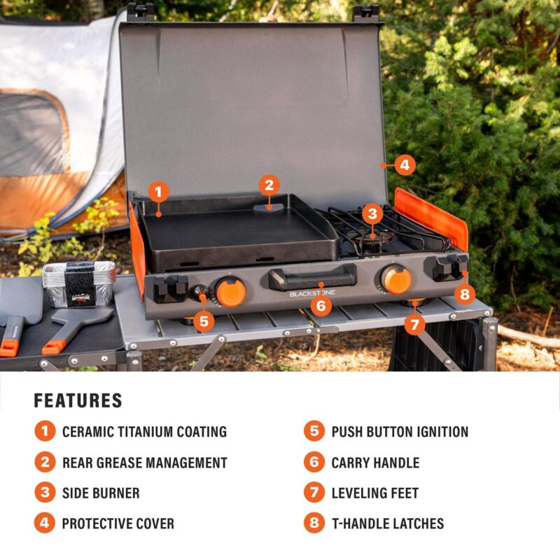 Blackstone Adventure Ready 14a Propane Camping Griddle with Side Burner - Image 5