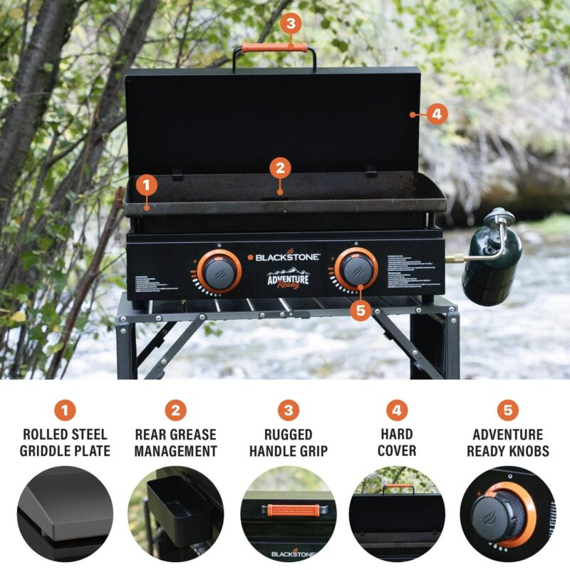 Blackstone Adventure Ready 2-Burner 22  Propane Griddle with Hard Cover in Black - Image 5
