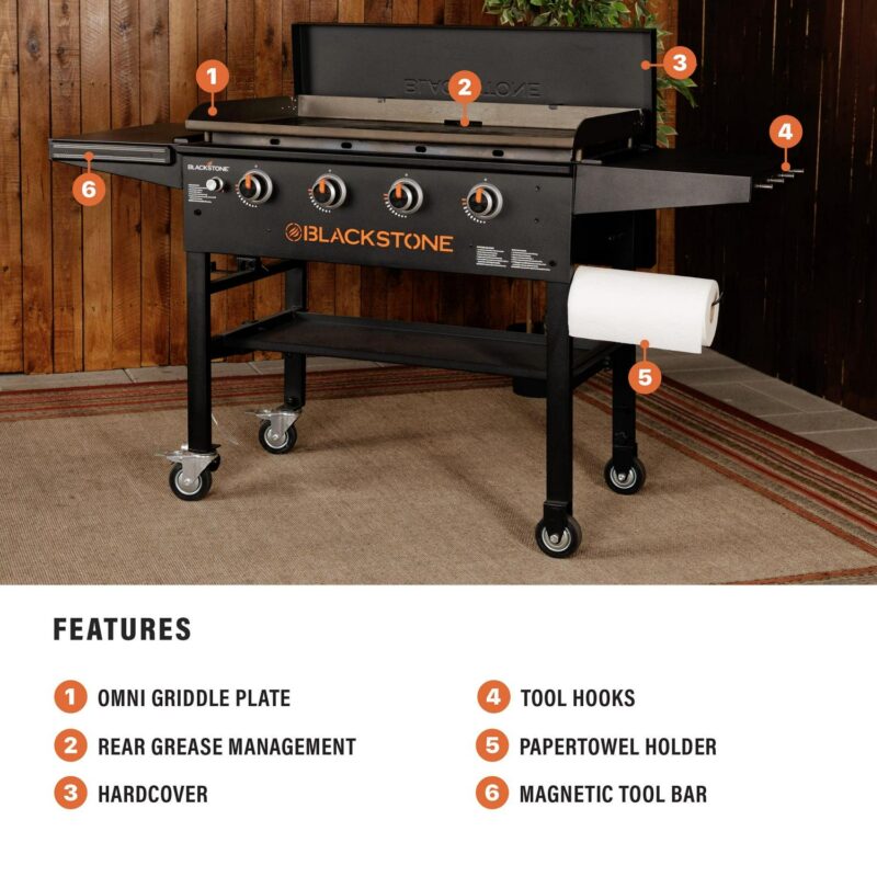 Blackstone Original 4-Burner 36  Propane Omnivore Griddle with Hard Cover - Image 5