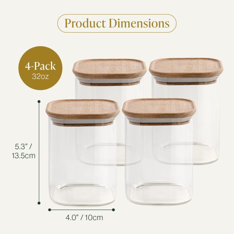 Bloom and Breeze Airtight Food Storage Containers , Stackable With Labels 4-piece Set 32oz - Image 2