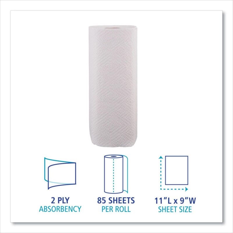 Boardwalk Kitchen Roll Towel, 30 Rolls/Carton, 85 Sheets/Roll, 2-ply, 11 x 9, White - Image 3