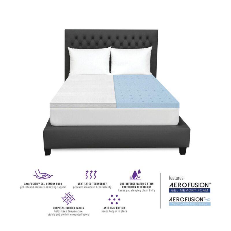 BodiPedic 2-Inch Cooling Gel Memory Foam Mattress Topper with Graphene Infused Cover - Image 4